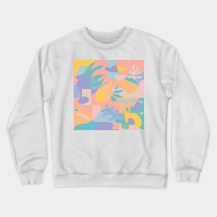 Lemons in Amalfi / Abstract shapes, Pink, Turquoise, Yellow Crewneck Sweatshirt